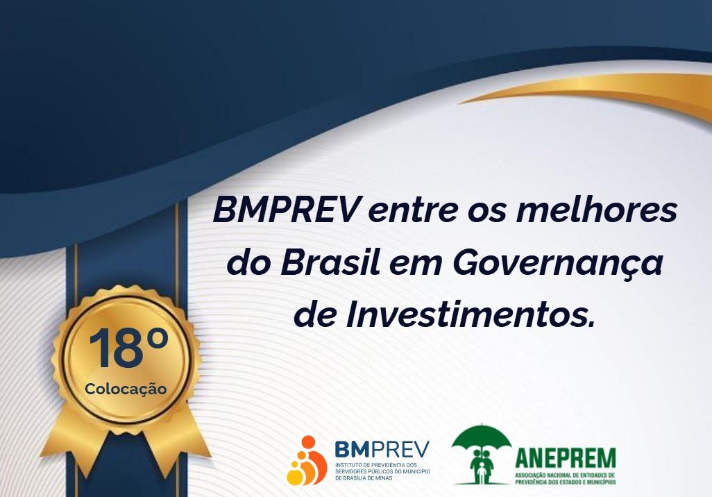 BMPREV conquistou o 18º lugar nacional no 2º Prêmio Nacional de Investimentos da ANEPREM (Associação Nacional de Entidades de Previdência de Estados e Municípios)